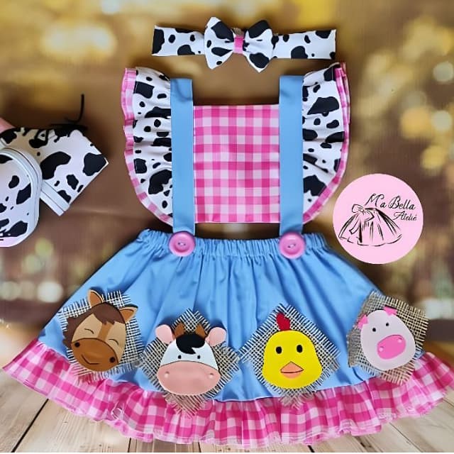 vestido fazendinha - jardineira fazendinha rosa romper fazenda