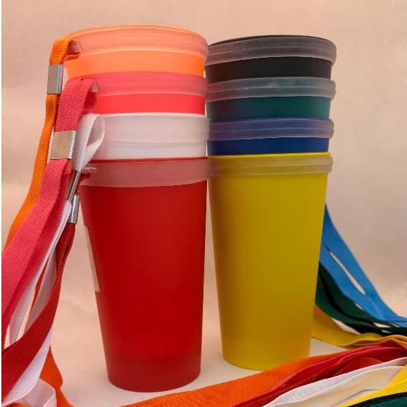 10 Copos ecologic 500 ml com tirante +Porta Copos de silicone