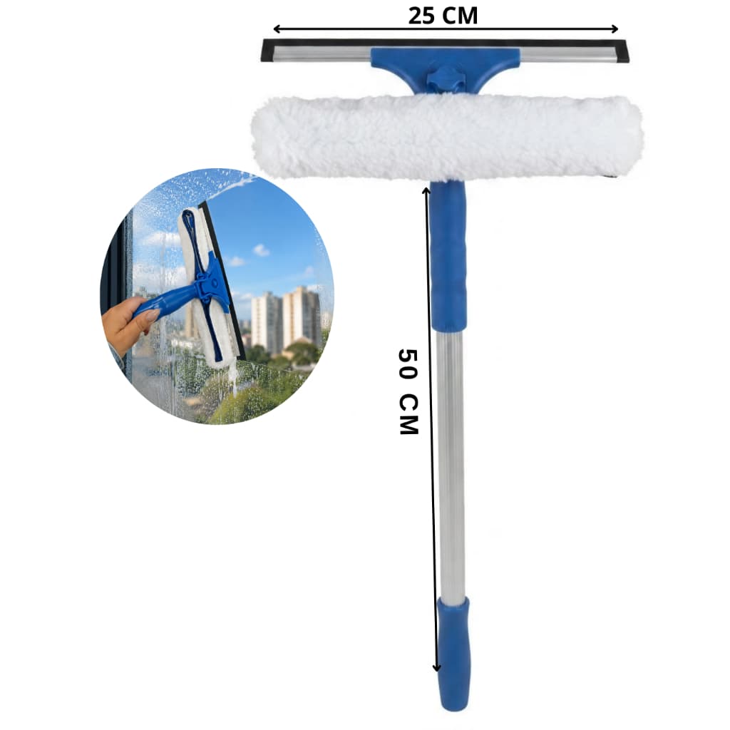 RODO LIMPA VIDROS 25 CM 2 EM 1 COM CABO 50 CM