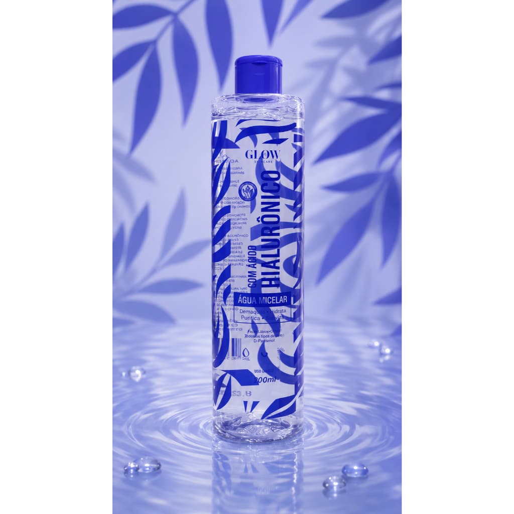 Água Micelar Glow Skincare com Ácido Hialurônico 300ml Demaquilante Hidratante