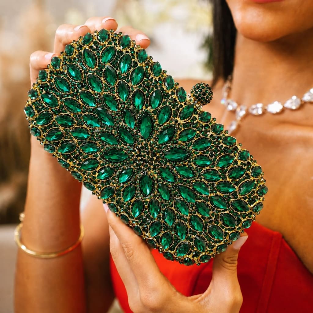 Bolsa de festa clutch Metal feminina Luxo Cristal Formatura casamento alça corrente Carteira De Mão