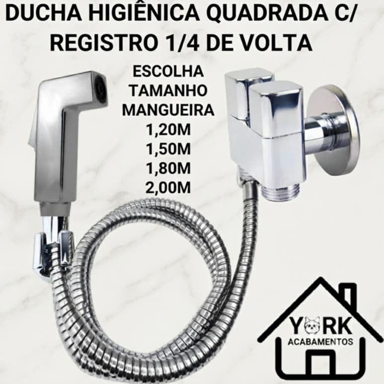 Ducha Higienica com Mangueira Flexível Inox + Registro Dupla Saída de Água – Acabamento Cromado