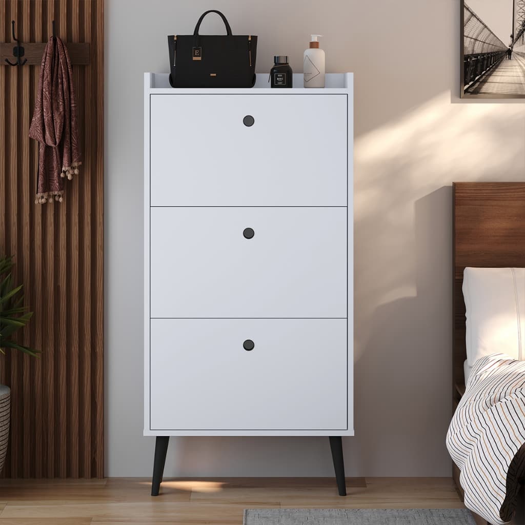 Sapateira Vertical Torre 3 Portas para 18 Pares de Calçados Organizador Multiuso Hall de Entrada Quarto Closet DarK