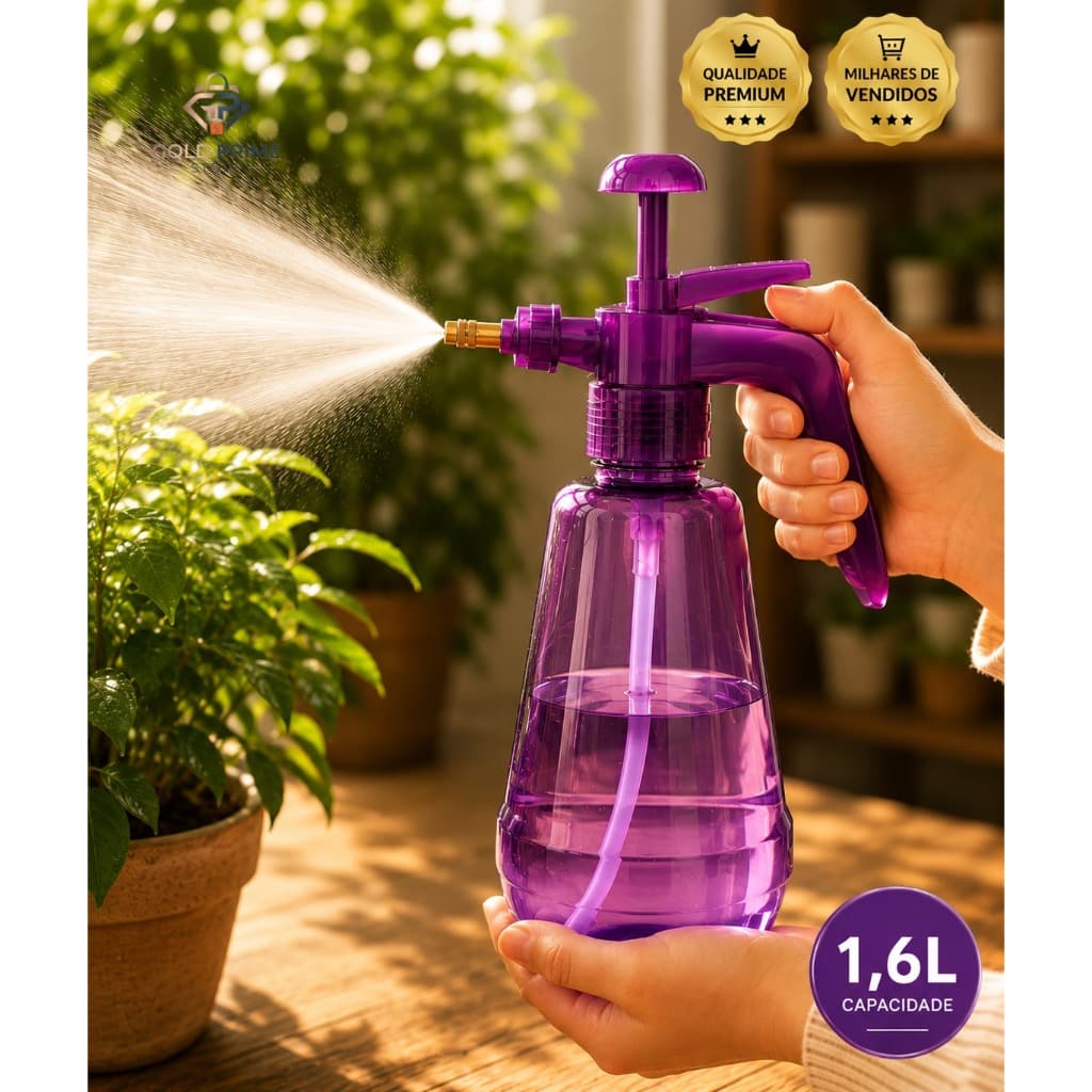 Pulverizador Borrifador para Jardinagem e Limpeza 1,6L Material Resistente e Bico Ajustável de Cobre | Manual de pressão