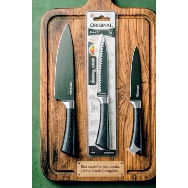 Faca Profissional Original Line Shark 5" Pol Inox Antiaderente Churrasco Cozinha