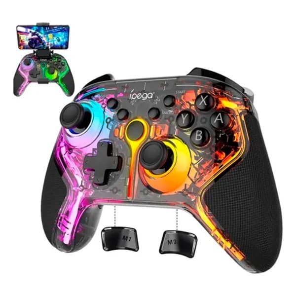 Controle Gamer Ipega PG-9666TH Bluetooth Recarregável RGB Para Android iOS PS4 Switch PC