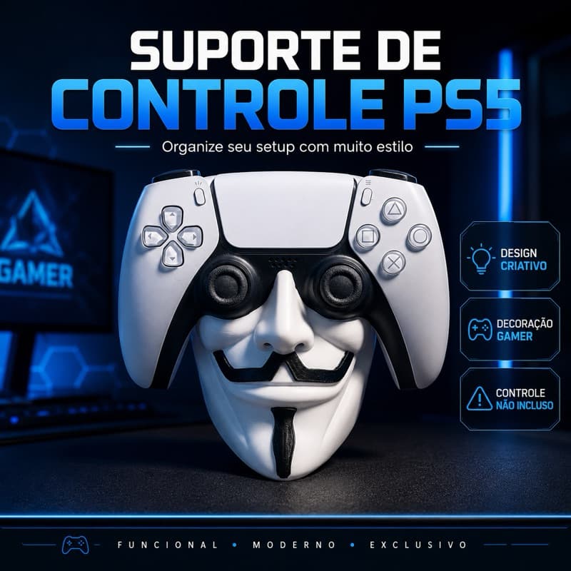 SUPORTE DE CONTROLE PS5 – ESTILO E ORGANIZAÇÃO PARA SEU SETUP!