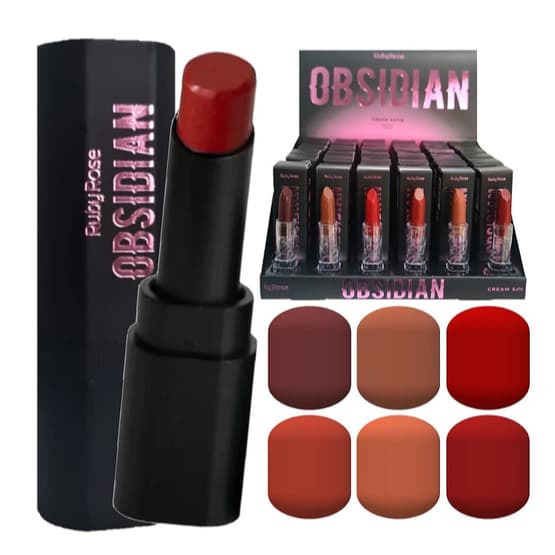 Batom Obsidian Ruby Rose Cream Satin Maquiagem Labial