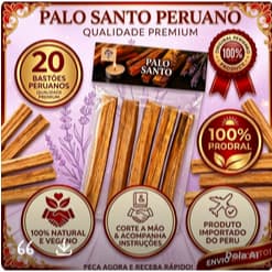 Palo Santo Peruano Legítimo 20 Palitos CORTE EXCLUSIVO   Limp  energética acompanha instruções   uso