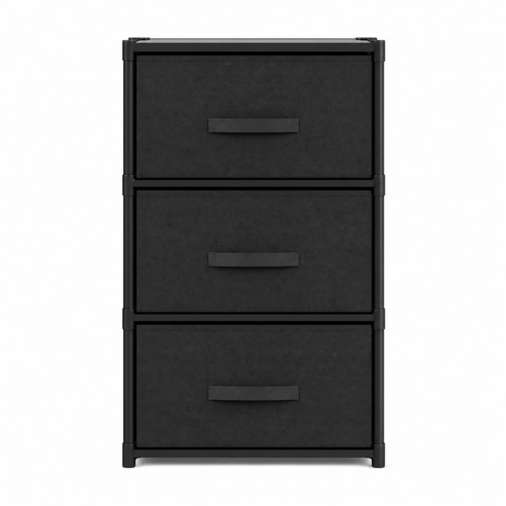 Gaveteiro Organizador 4 Níveis de Armazenamento com 3 Gavetas Preto Aço Reforçado Multiuso Quarto Cabeceira