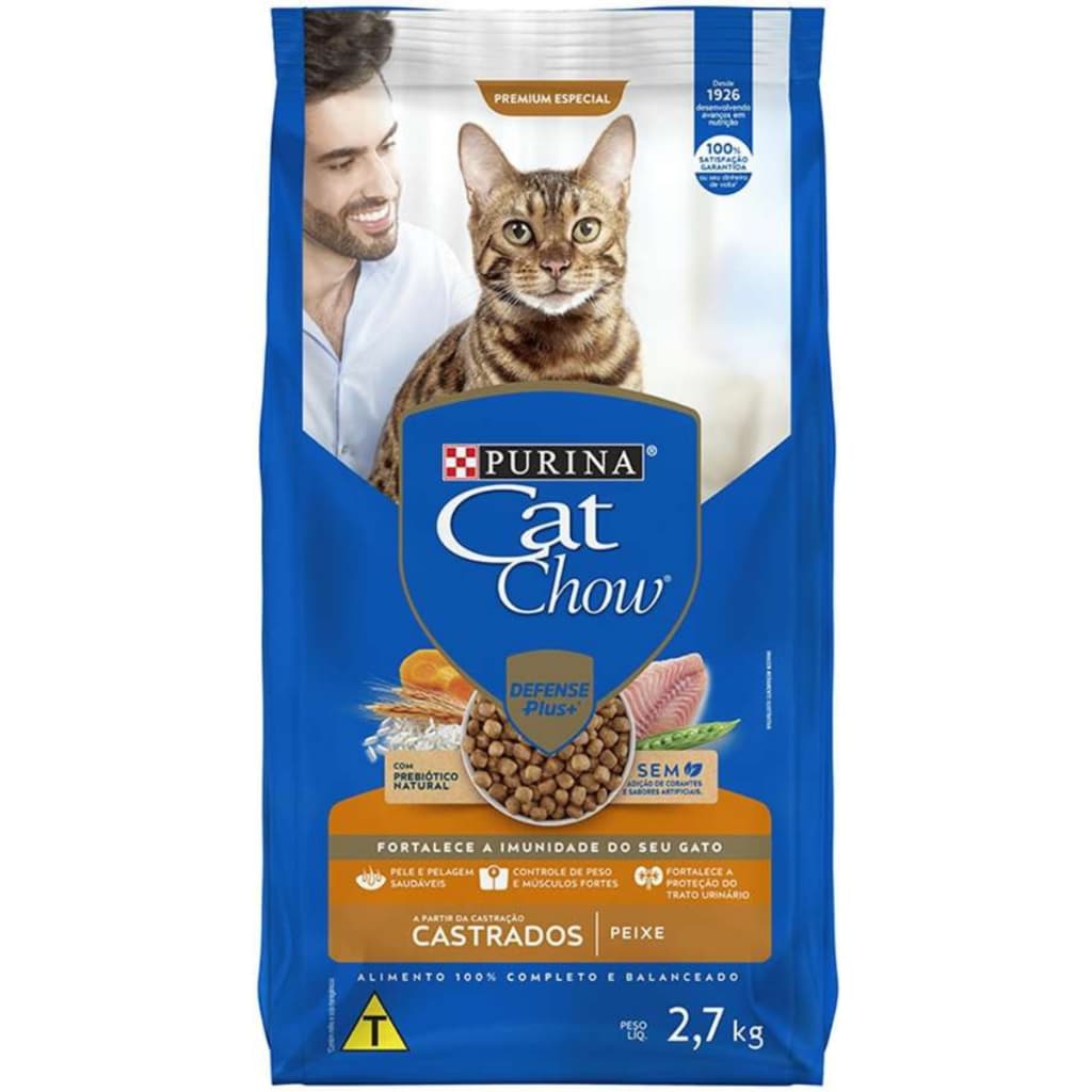 Cat Chow Ração Para Gatos Castrado Sabor Peixe 2,7kg