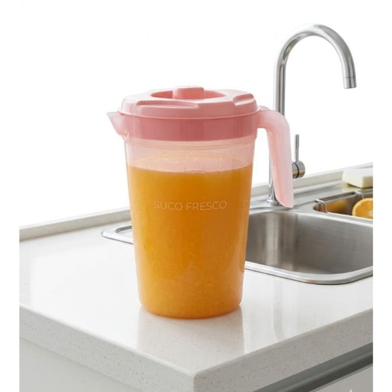 ✅ Jarra para Sucos Água e Chás cor Rosa translúcidas jarra reforçada com tampa e alça reforçada para sua cozinha