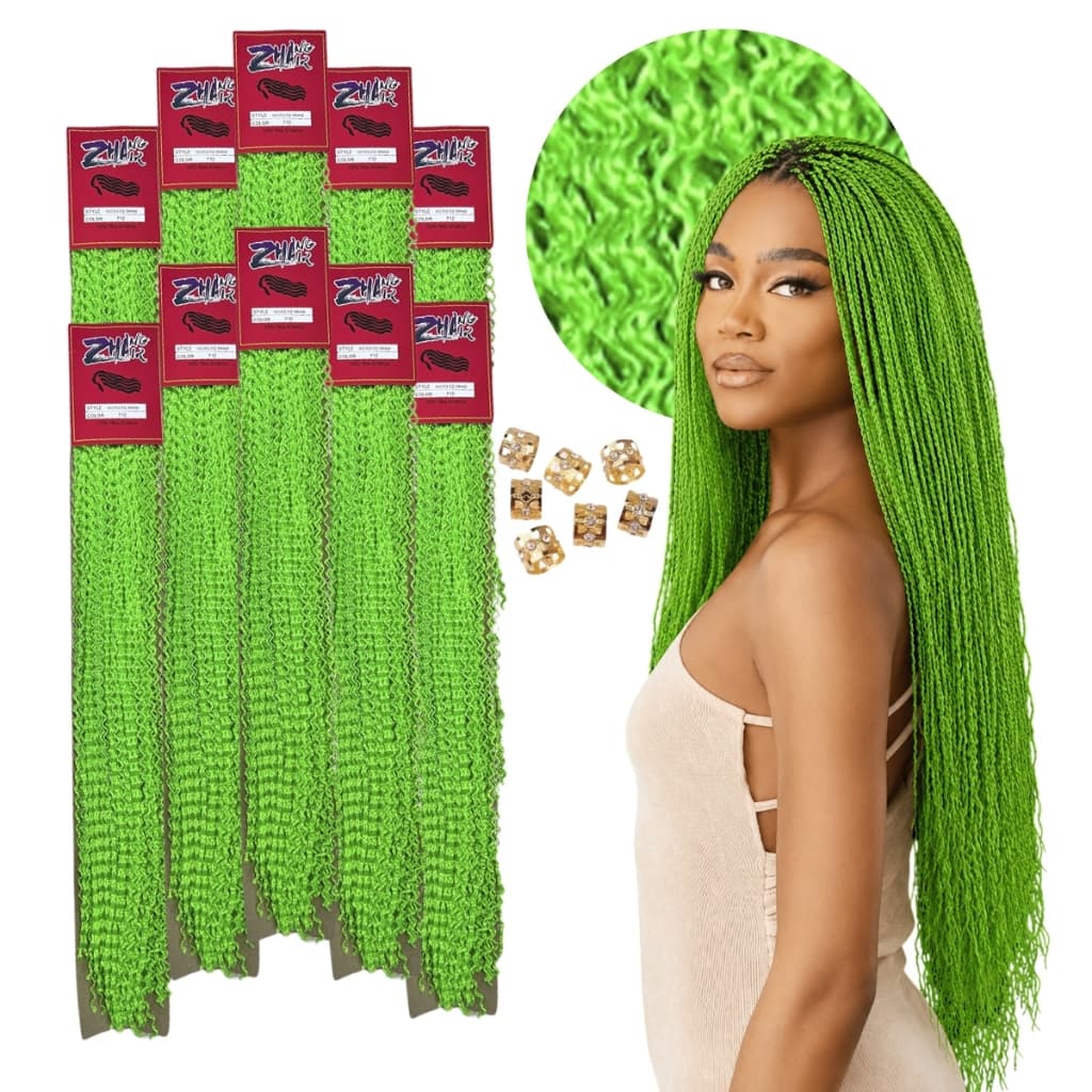 Kit 10 Cabelo Trançado Micro Zizi 80g Tranças Kanekalon Aplique Miojinho Colorido