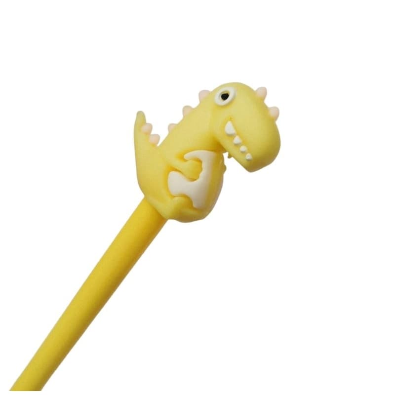Caneta Gel Dinossauro Tinta Azul 0,5mm Escrita Macia Fofa para Escola, Planner e Escritório