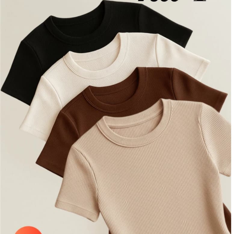 Kit 4 Blusas Feminina Ribana Canelado Básica Casual Estilosa Tendência Verão