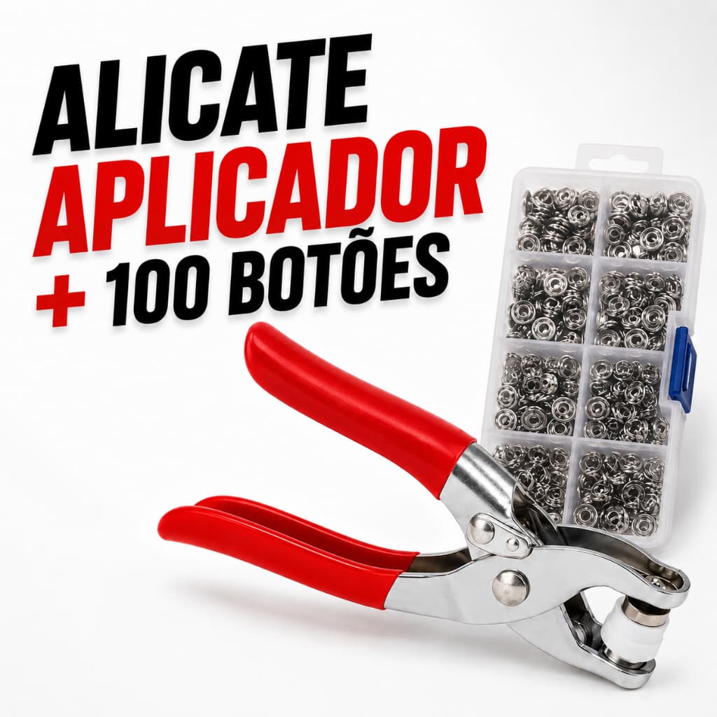 Alicate Aplicador De Pressão Com 100 Botões de Metal Para Roupa Body