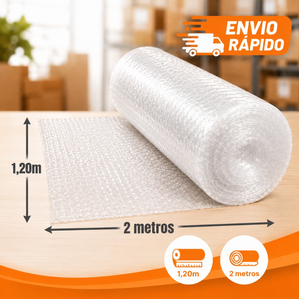 Plástico Bolha 1,20m x 2 M Reforçado - Proteção para E-commerce e Mudanças - Envio Imediato