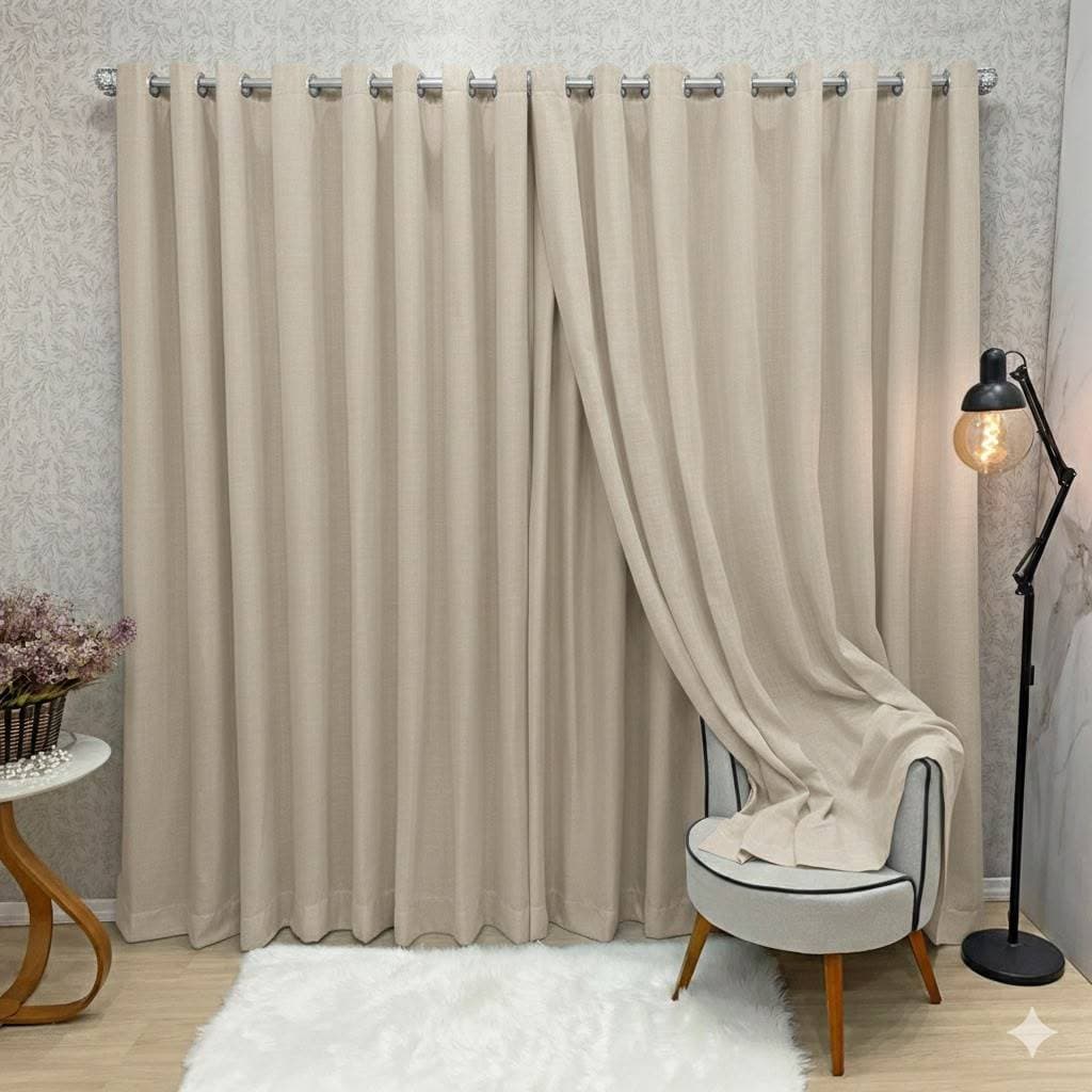 Cortina Voil Gaze de Linho 5,00 x 2,40 / 2,50 / 2,60 / 2,70 / 2,80 C/ forro De Microfibra
