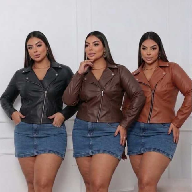 Jaqueta de Couro feminina plus size, Jaqueta corino plus size, Jaqueta de couro sintético