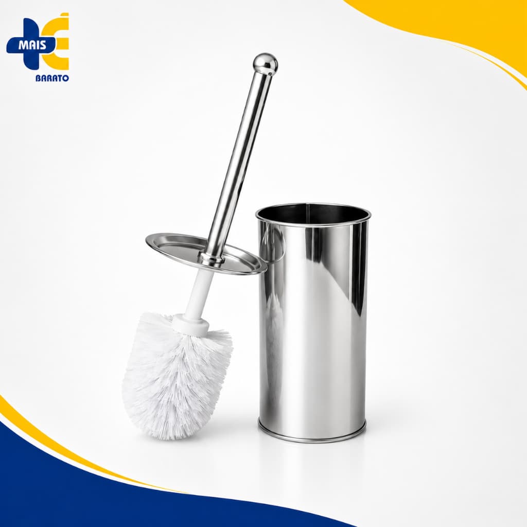 Escova para Vaso Sanitário em Aço Inox com Base e Suporte para Banheiro