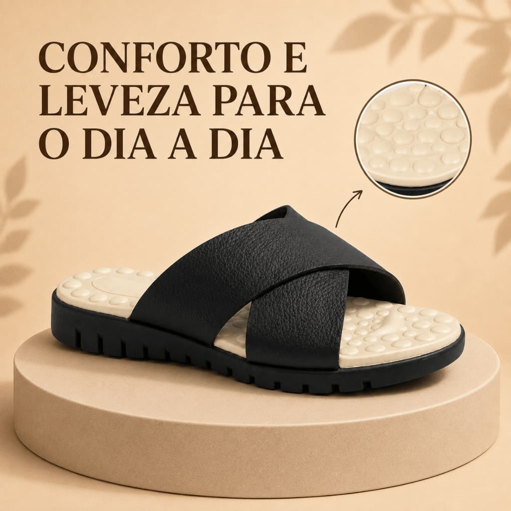 Chinelo Feminino Rasteira Anatômico Ant-Stress Esporão Massageador Ortopédico Macio Confortável