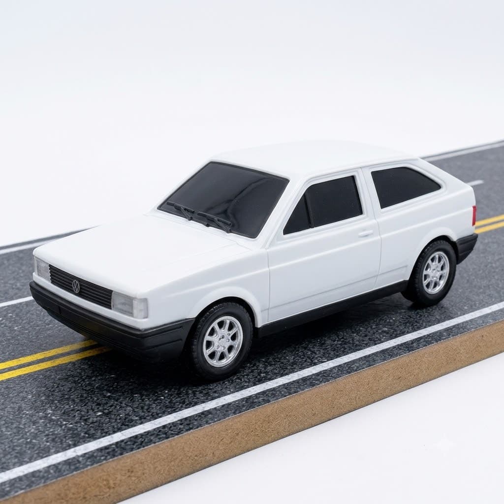 Miniatura Gol Quadrado Branco Plástico Colecionar em Rodas Livres - Diverplas