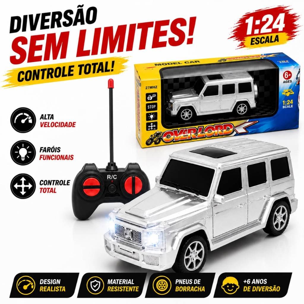 Carro Carrinho SUV AMG Controle Remoto 1:24 Off-Road Esportivo Brinquedo Infantil Menino Luz LED