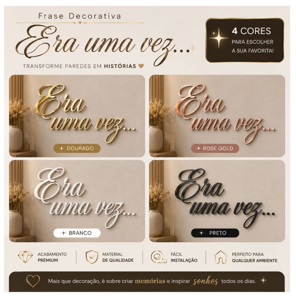 Frase Decorativa "Era Uma Vez" em MDF | Decoração para Quarto Infantil e Bebê