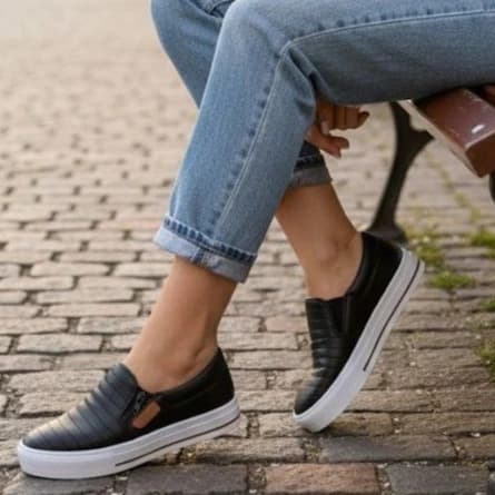 Tênis Slip On Feminino Leve Flexível Macio Confortável Para Caminhada Trabalho e Escola
