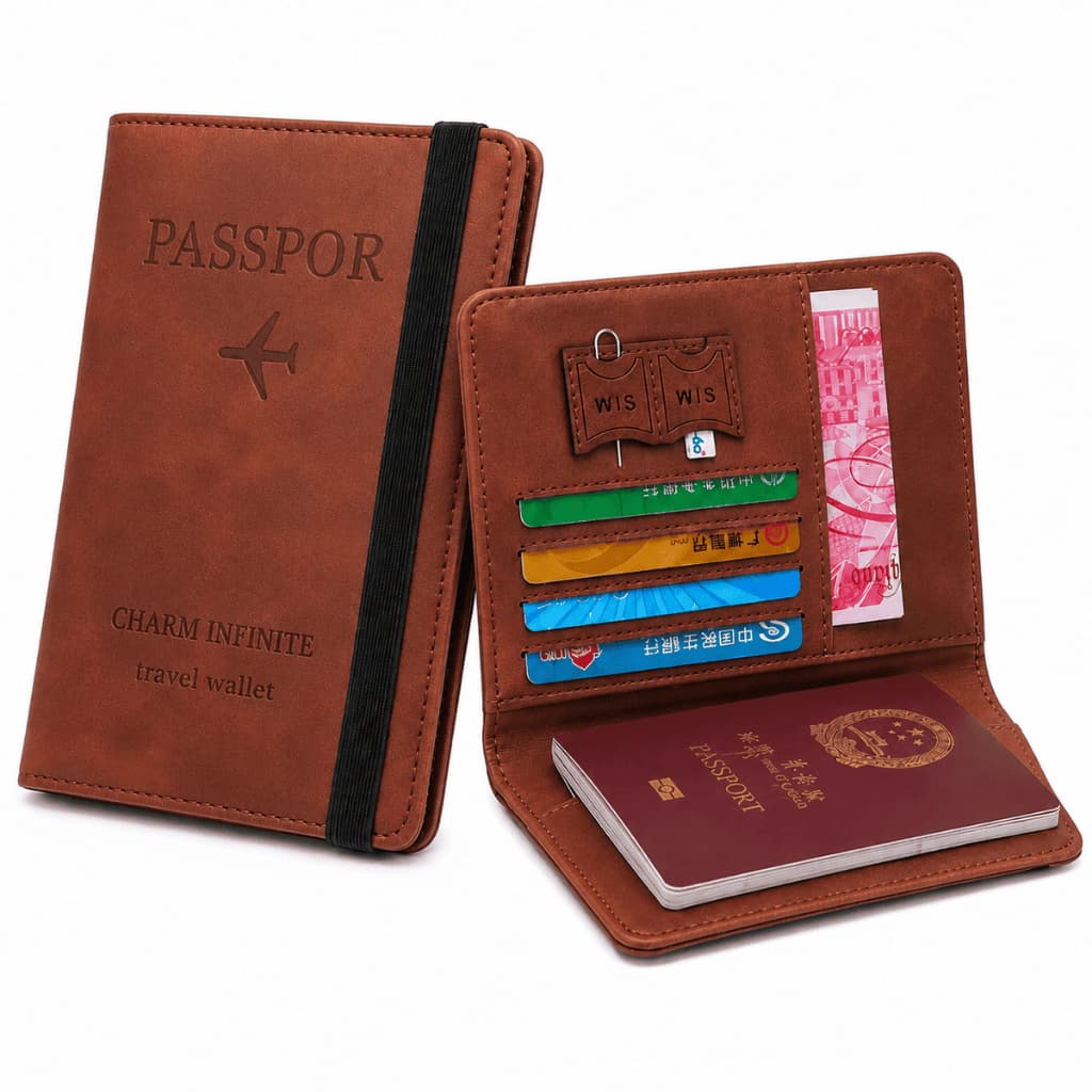Carteira Porta Passaporte Organizador de Documentos Cartões Viagem