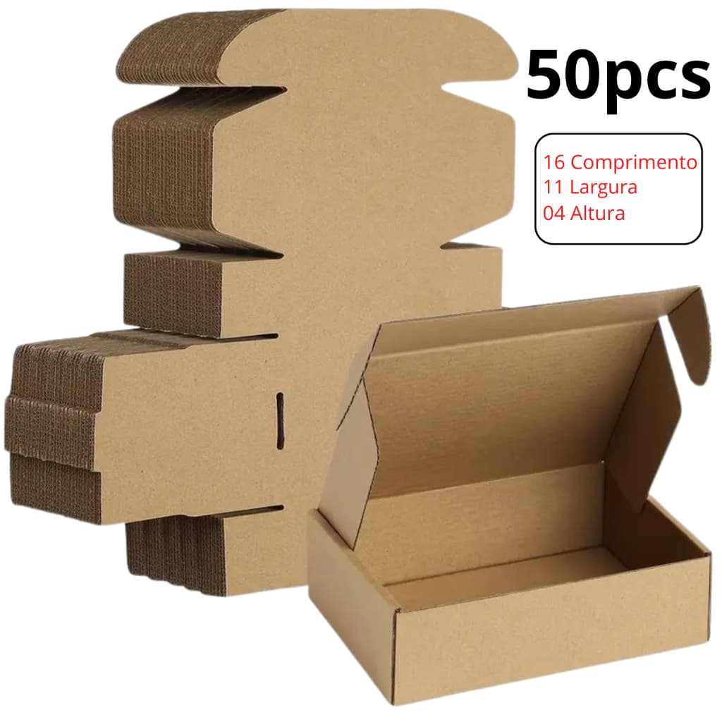 Caixas De Papelão Montável 16x11x04 Ondulado Dobráveis Adequadas para Envio