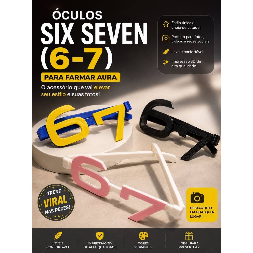 Óculos Six Seven 6-7 – O Acessório Perfeito para Farmar Aura óculos 6-7, six seven, farmar aura, óculos meme