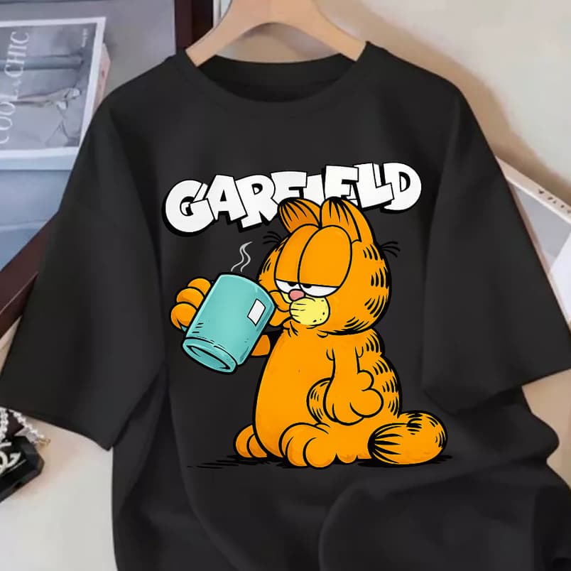 Camiseta Feminina 100% Algodão Garfild Café Treino Academia Musculação Fitness