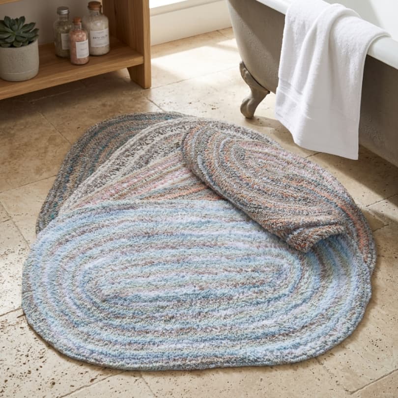 Tapete Oval  Colorido Banheiro Quarto Área de Serviço 40cm x 60cm  80% Algodão 20% Poliester