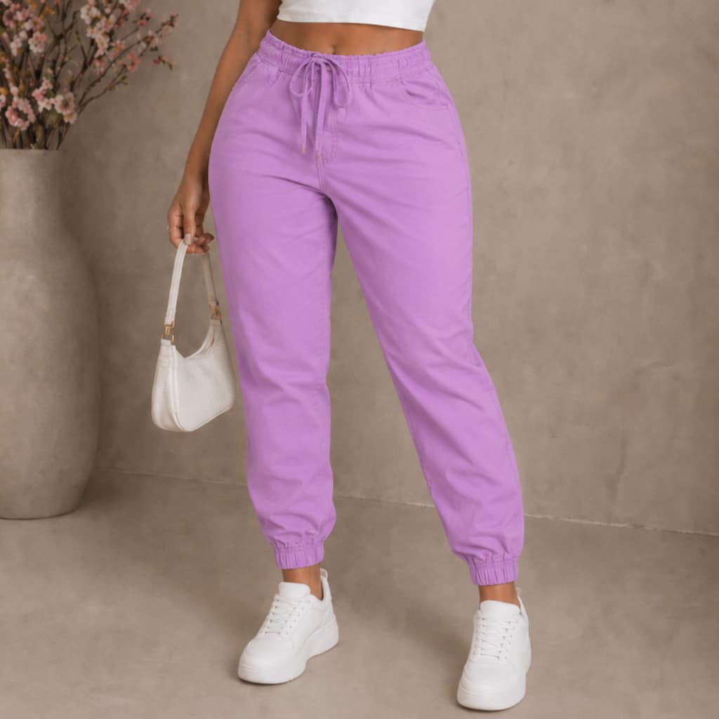 Calças Jogger Feminina Com Elástico Super Confortável Estilosa Levanta Bum Bum