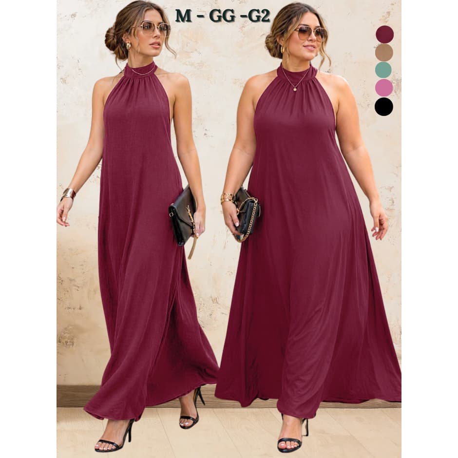 VESTIDO LONGO PLUS SIZE TECIDO DUNA ELEGANTE VESTIDOS FEMININOS CASUAL FESTA SOLTINHOS MODA VERÃO EVANGÉLICA CONFORTÁVEL