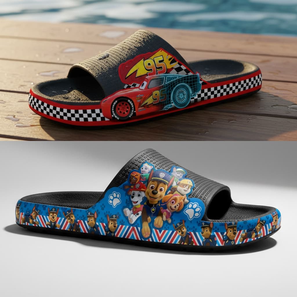 Chinelo Pala Slide Nuvem Infantil Juvenil Menino Papete Sandália Desenhos, Confortavel e Leve