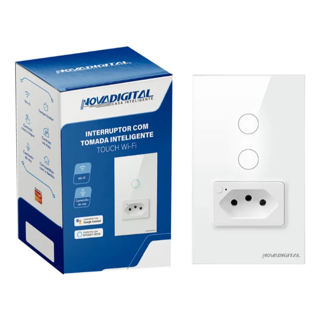 Interruptor Tomada Inteligente Wifi Novadigital 2 Botões novo