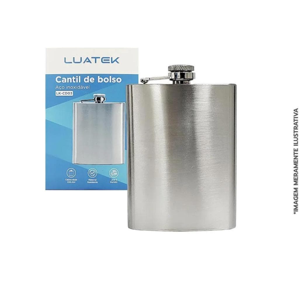 Cantil de Bolso Aço Inox 226ml Luatek Whisky Cachaça Vodka Portátil 8oz LK-CD03