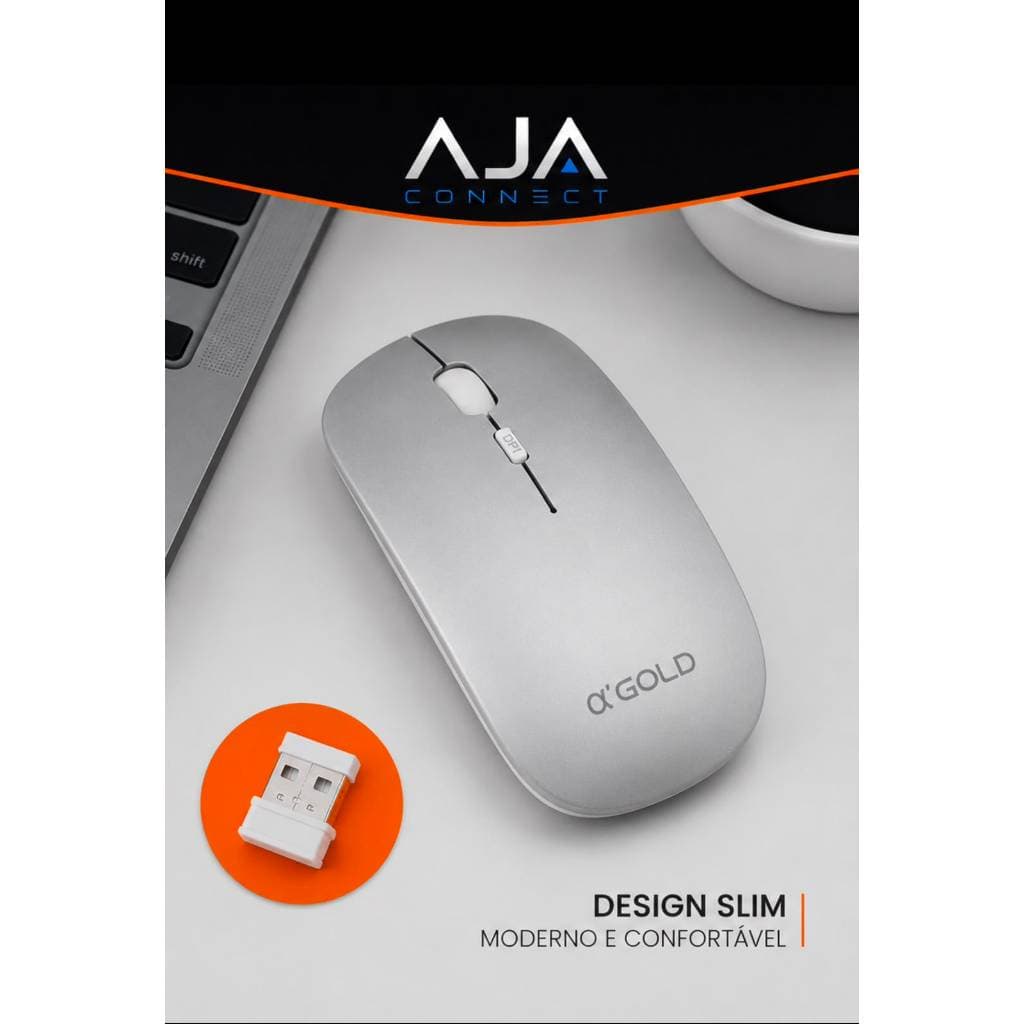 Mouse Sem Fio Recarregável A'GOLD PLUS MS-04A 2.4GHz Wireless USB