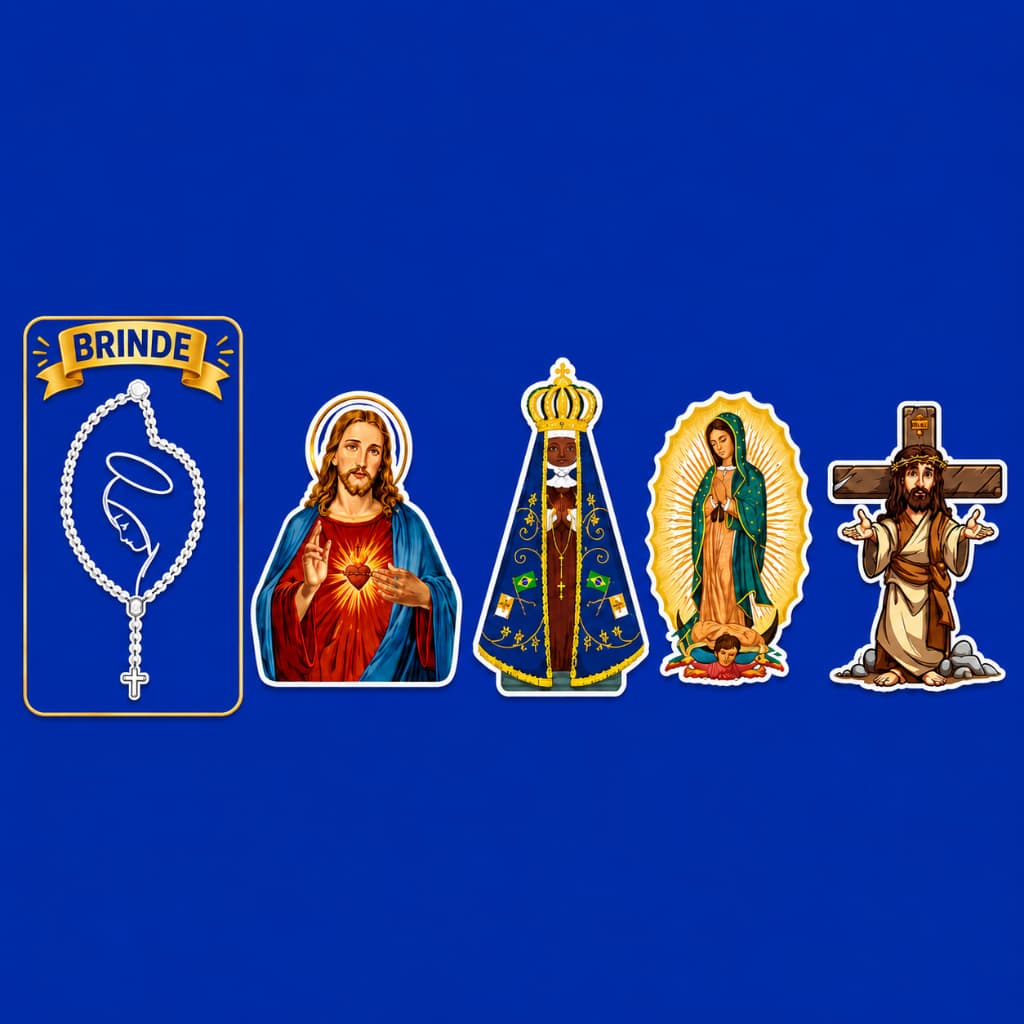 Kit 4 Adesivos Religiosos Jesus Nossa Senhora 7x5cm