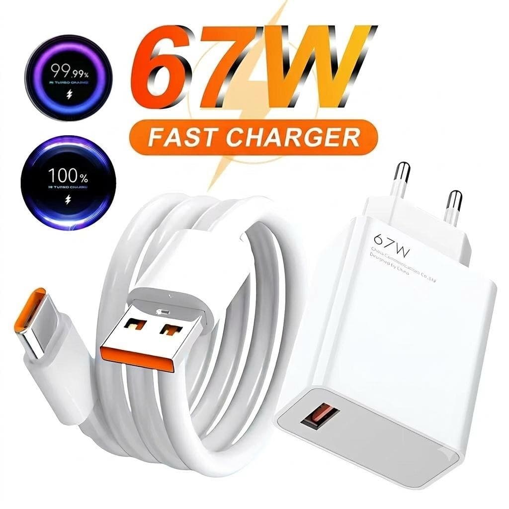 Carregador Turbo 67W Fonte e Cabo Tipo C 6A Ativa Mi Turbo Charge Compatível Com Xiaomi
