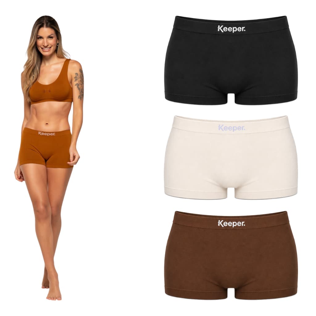 Kit 3 Calcinhas Boxer Boyshort Cueca Feminina Microfibra Sem Costura Keeper