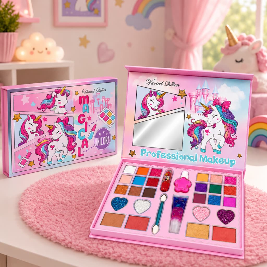 Kit 30 peças Maleta de Maquiagem infantil  Presente menina maquiagem Brinquedo faz de conta
