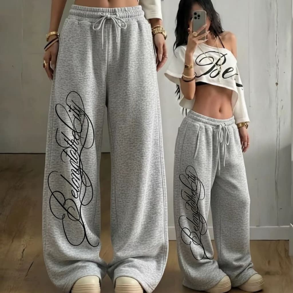 Calça de Moletom Premium 100% Algodão Wide Leg Bag Unissex Belong to The City Estilo Gringo Streetwear Largona Quentinha