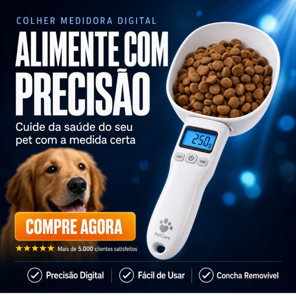 Colher Balança Digital Para Cozinha e Ração Pet Medidor de Precisão