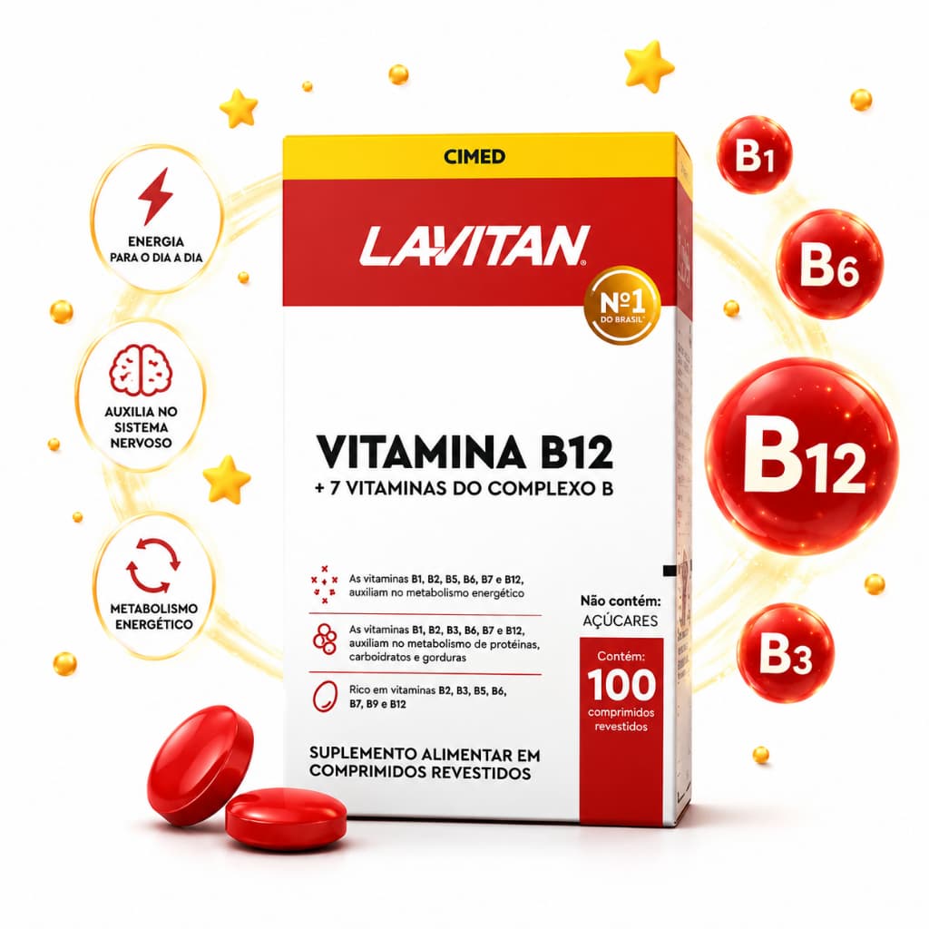 Lavitan Vitamina B12 Complexo B Metilcobalamina 100 Comprimidos Suplemento