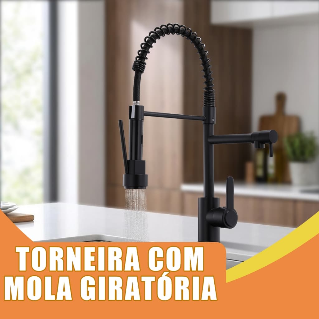 Torneira de pia com mola retrátil cozinha, rotação 360°,Dois modos de saída de água
