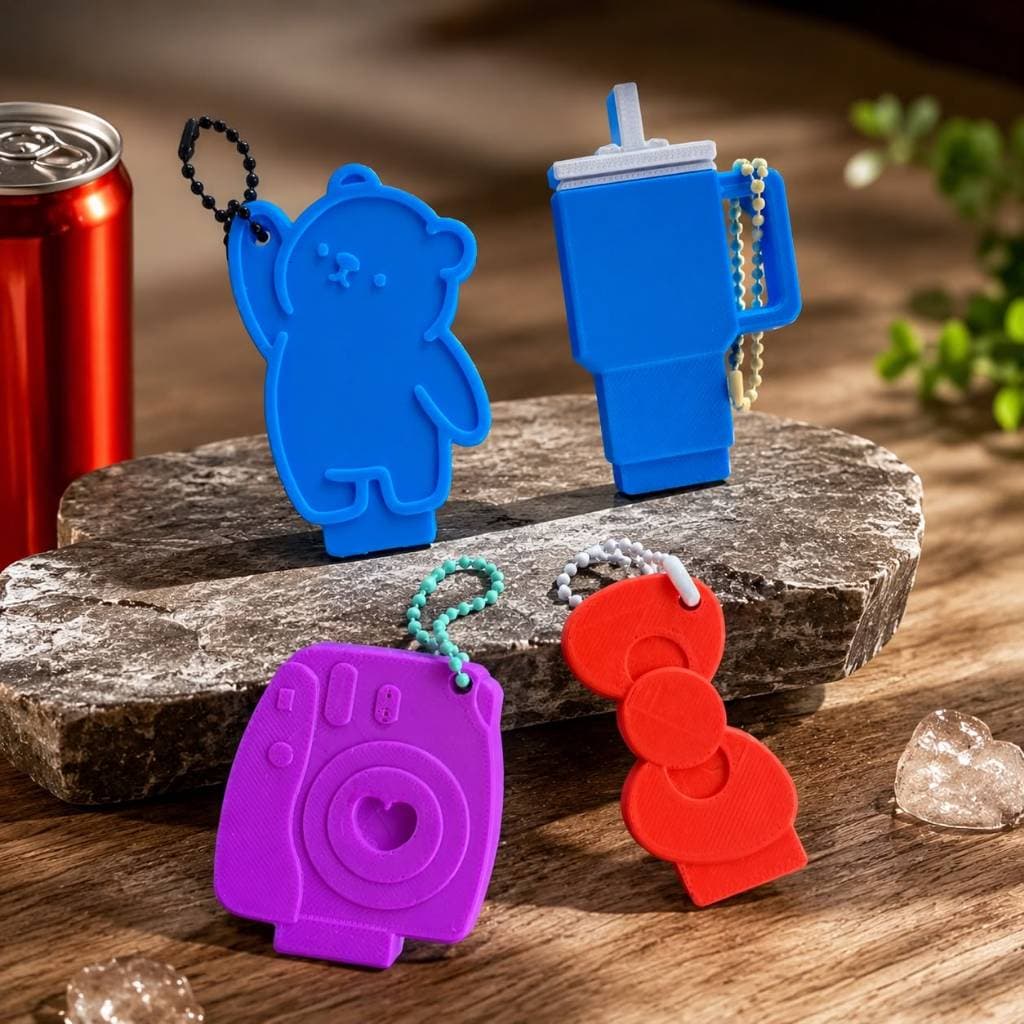 Abridor de Lata Chaveiro 3D Urso Copo Térmico Câmera Retrô Laço Prático e Resistente