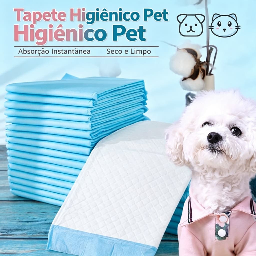 Tapete Higiênico Descartável Alta Absorção Impermeável Anti-Odor para Cachorro e Gato